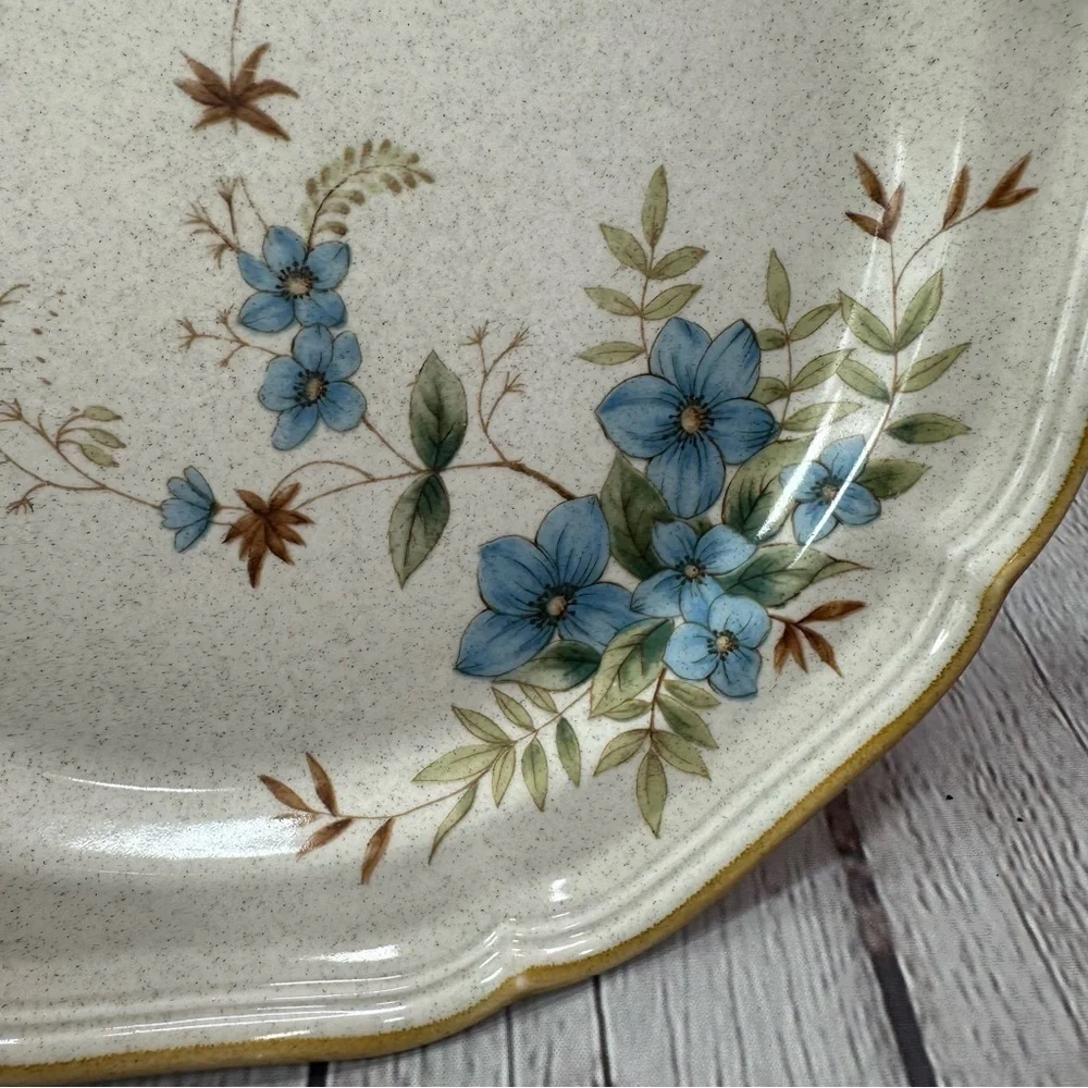 vintage 80s Mikasa day dreams EC 461 garden club dinner plate blue floral 2pc